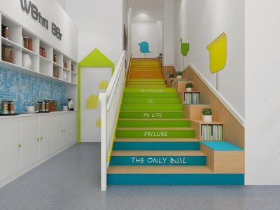 现代幼儿园楼梯间3D模型下载